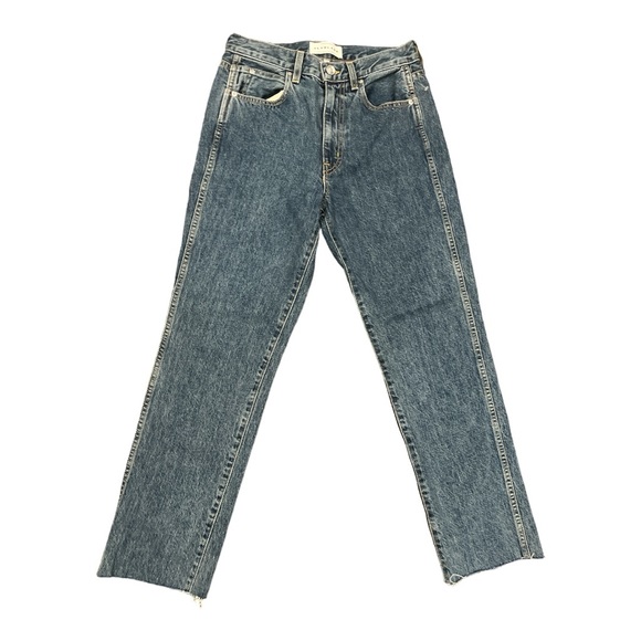 SLVRLAKE Hero Frayed High-Rise Straight-Leg Jeans, Size 27 - Picture 4 of 6